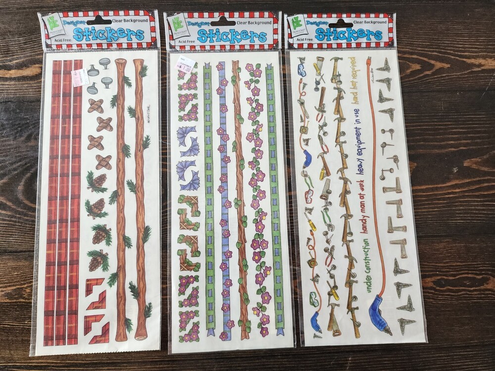 Provocraft Stickers Border Lot of 3 Buds & Bows Branches Tools VINTAGE New #9